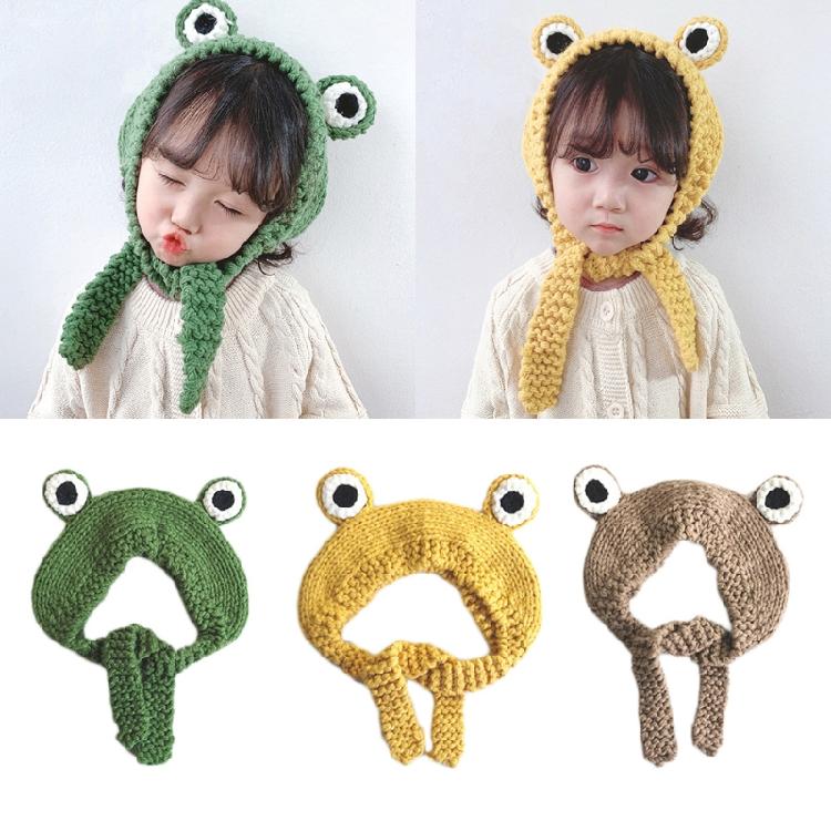Cute for Frog Hat Big Ears Headgear Cartoon Knitted Hat Winter Warm Headdress