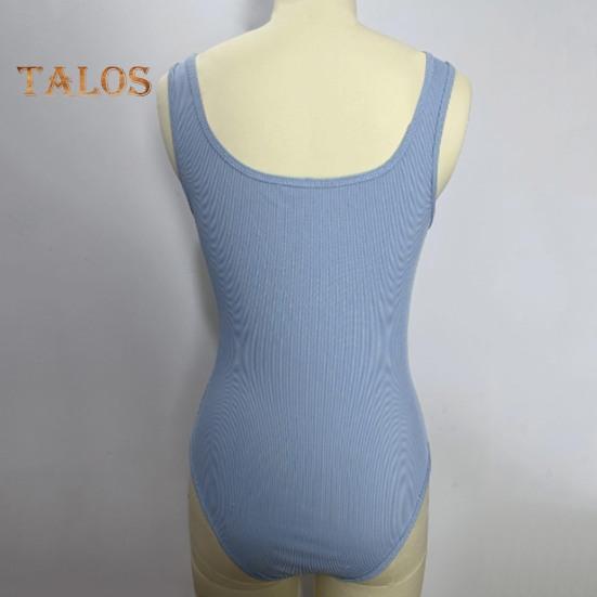 Women Summer Bodysuit Square Neck Sleeveless Skinny Elastic with Crotch Button Closure Tight Waist Backless Solid Color Soft Breathable Lady Sexy