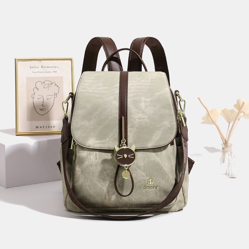

Hong Kong Brand Large Capacity Work Clothing Travel Backpack Female 2025 New Arrival Accessible Luxury Minority All-Match Can Be Single-Shoulder Bag Green (8108)
