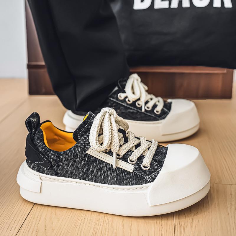 

Кеды летние новая тенденция универсальные корейская версия большая голова парусиновые туфли студенческий кампус стиль молодежные трендовые туфли обувь для скейтборда 44 чёрный