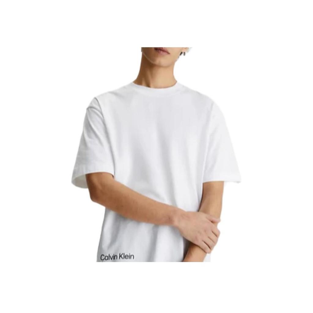Calvin Klein Logo Print Detail Crew Neck Short Sleeve T-Shirt Men Tops White J30J322881-YAF
