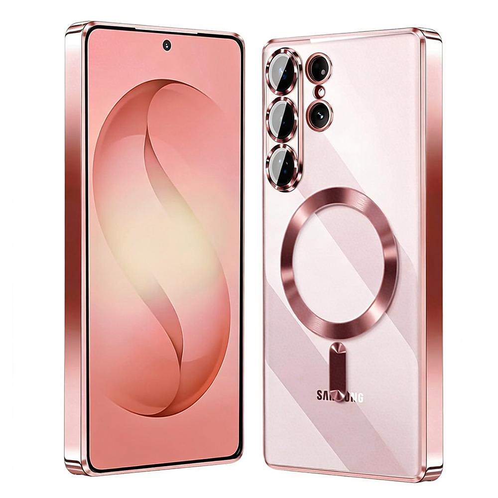 S26Ultra Magnetic For Magsafe Case For Samsung Galaxy S26 S25 Edge S24 S23 FE Ultra Plus S26+ Soft Clear Plating Silicone Shell