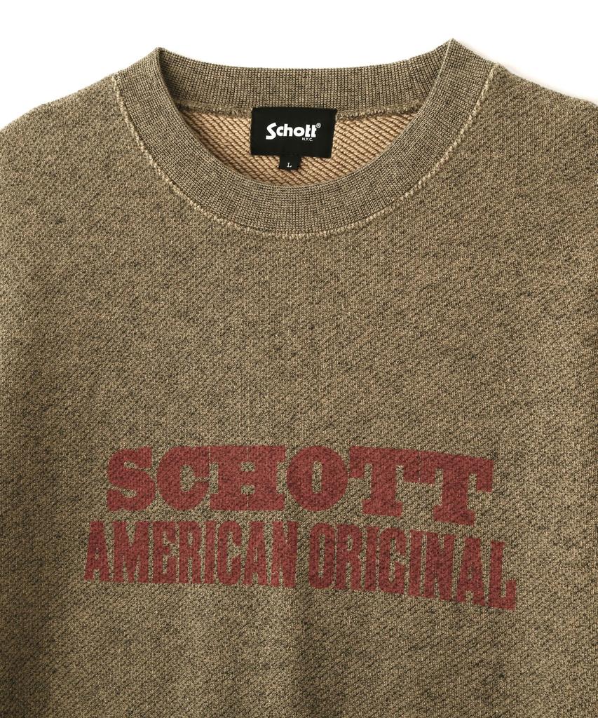 Schott Salt and Pepper Sweat, American Original, Men's, Size XL, 040, Beige, 782-5132003