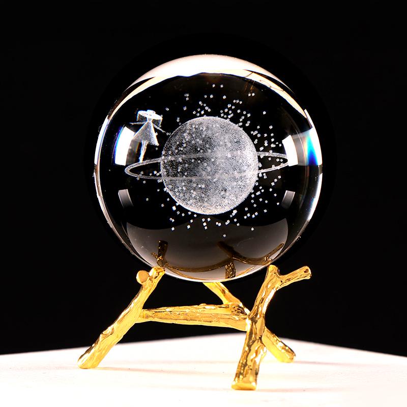 3D Laser Engraved Galaxy Crystal Ball Souvenir