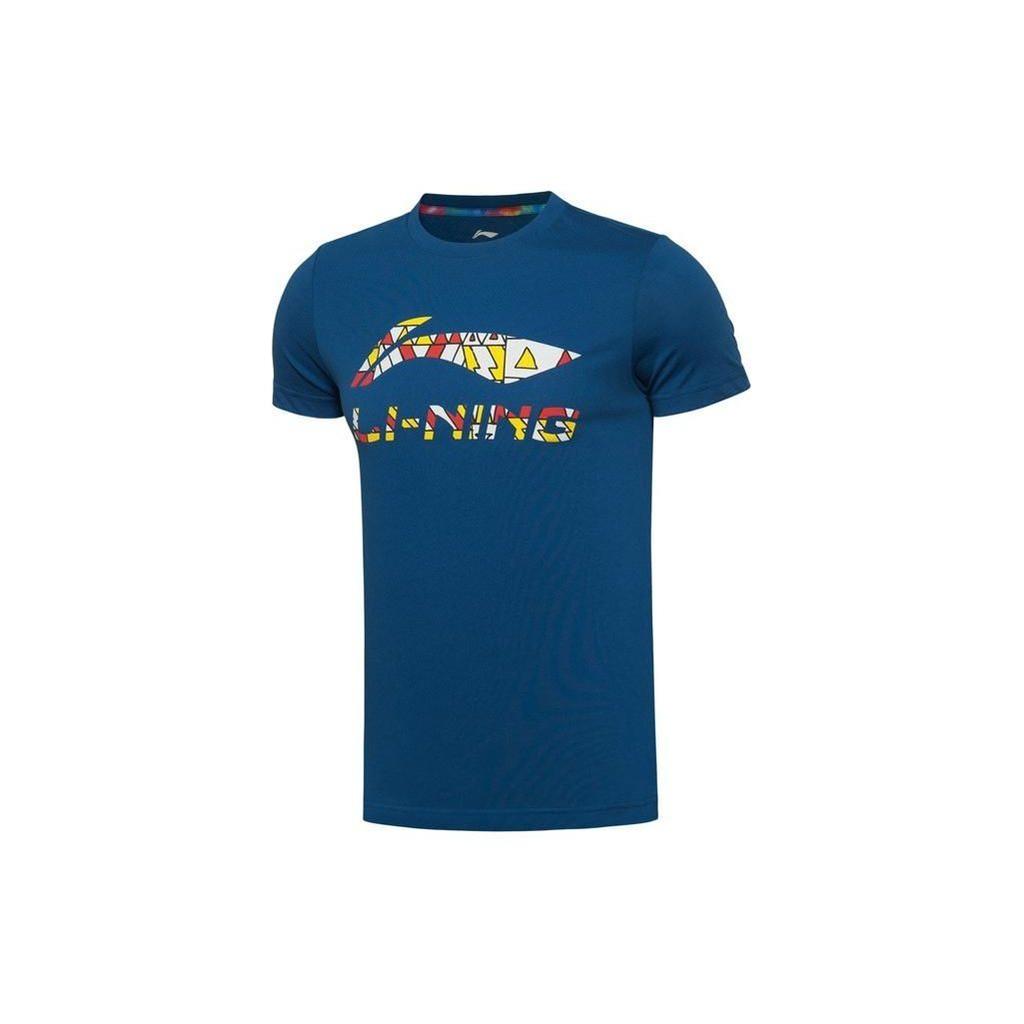 Li Ning Sports Loose Round Neck Breathable Casual T-Shirt Men Tops Blue AHSS843-3