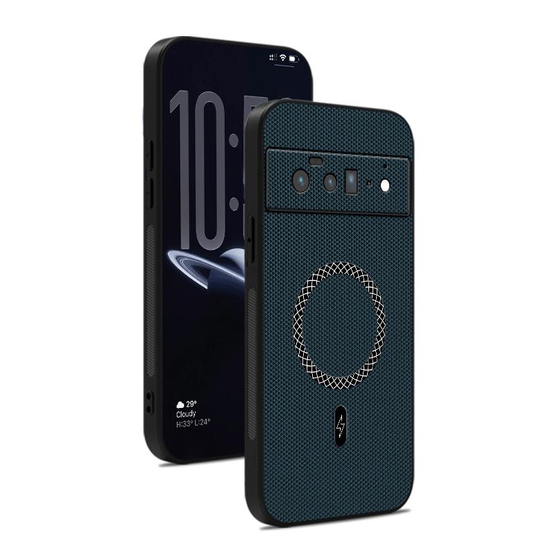 3D Lederstruktur Kabelloses Laden Stoßfest Magnetische Hülle Für Google Pixel 6 Pro Pixel6Pro 5G Handyhülle