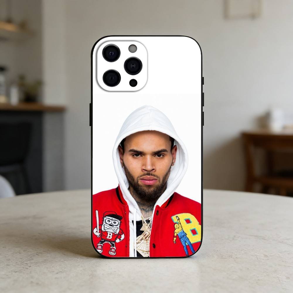 C-Chris Brown Phone Case For iPhone 17,16,15,14,13,12,11 Plus,Pro,Max,Mini Silicone black Soft Cover
