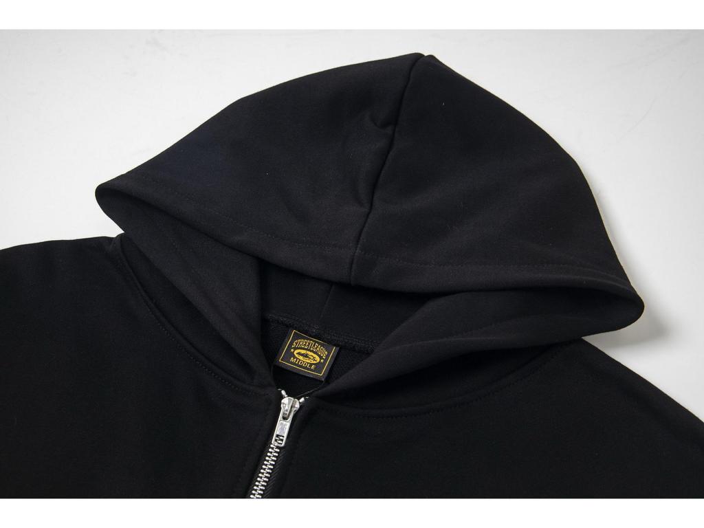 Corteiz Vibe Men's British Hip-Hop Embroidered Zip-Up Hoodie & Jacket Trendy Sports Set