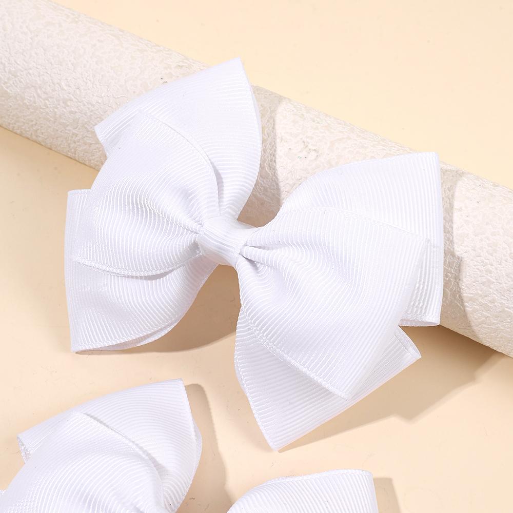 2Pcs Minimalist Solid Ribbon Bow Hairpin Grosgrain Barrettes Handmade Simple Everyday  Kids Headwear Accessories For Women Girls
