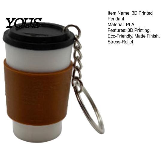 3D Printed Creative Keychain Cup Clicker Keychain, Squeeze Stress Relief Fidget Toy, Mini Travel Souvenir Pendant for Backpack Keys Memory Ornament