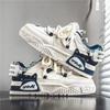 Fashion Designer Striped Patchwork Korean Chunky Sneakers for Men Vulcanized Shoes Platform Skateboard Casual Running Tennis Sport Shoes
