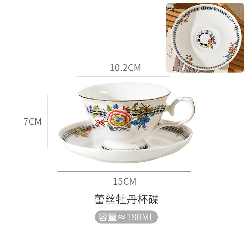 

Blue and White Porcelain Coffee Cups and Saucers Vintage Gold Rim Peony Ceramic Mug Exquisite Afternoon Tea Flower Tea Cup Gift 101-200ml