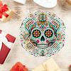 Wind Spinner 2D Metal Garden Patio Decoration Kaleidoscope Skull Design Outdoor Hanging Ornament for Thanksgiving Christmas Holiday Decor