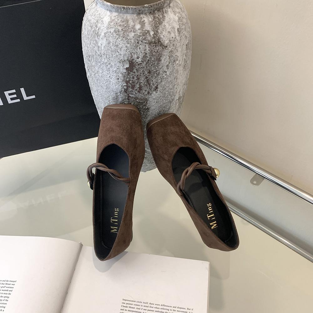 Fashion Square Toe Women Flats Loafers 2024 New Arrivals Dance Shoes Black Brown Green Belt Buckle Casual Mules Shoes Woman Size 35-39