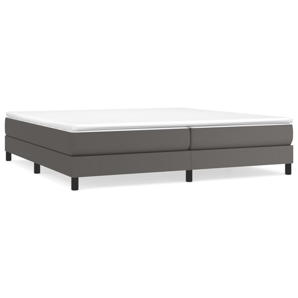 Box Spring Bed Frame Gray 200 x 200 cm Faux Leather