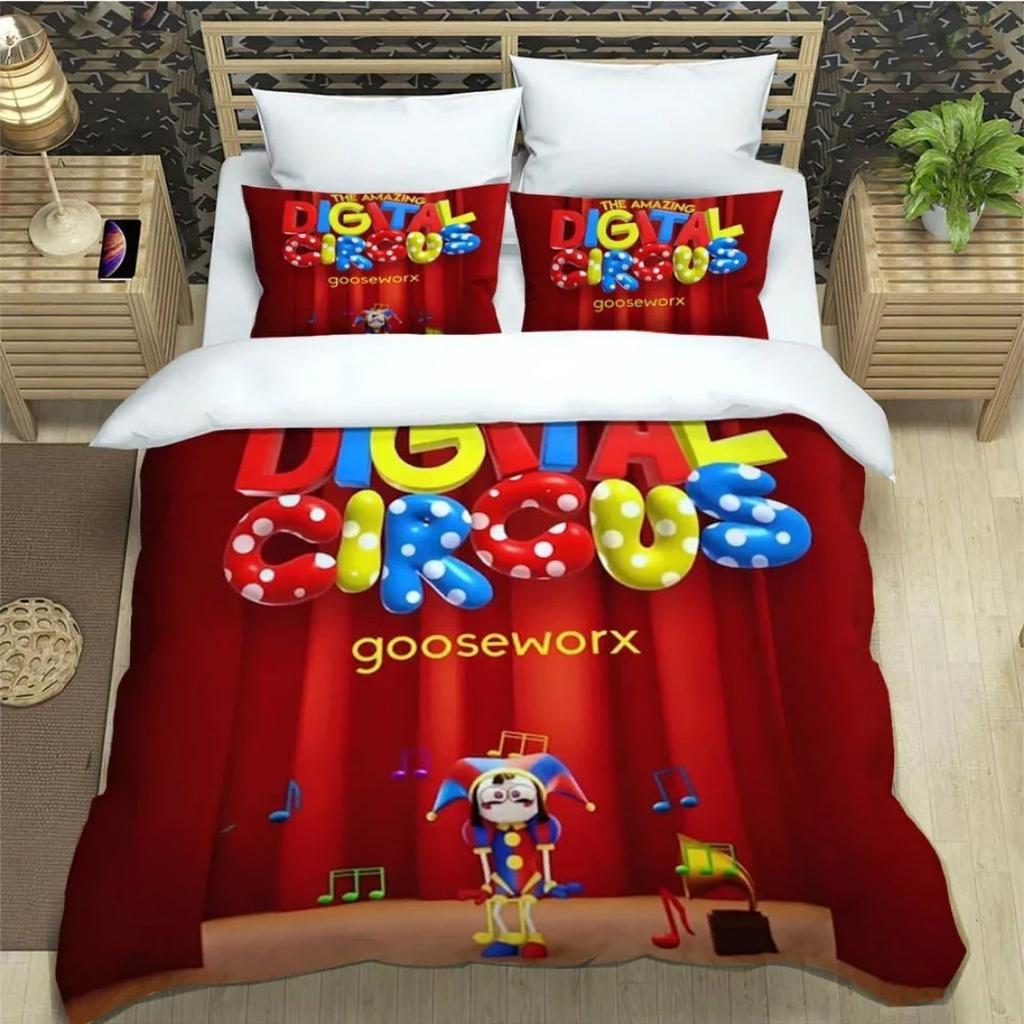 Anime The Amazing Digital Circus Duvet Cover Set 3D Print Digital Circus Bedding Sets For Boys Girls Twin Queen King Size