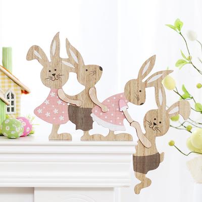 Neue Ostern bemalt Kaninchen Ornamente Holz Handwerk Home Dekoration Tür Wand hängen Anhänger Osterhase Party Decor