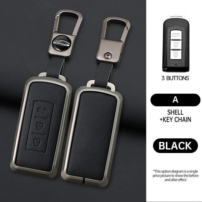 Alloy Style Fashion Car Key Case Cover Shell Fob for Mitsubishi Outlander Lancer Eclipse Mirage ASX LANCER 2/3button Key Chain