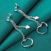 925 Sterling Silver Plated Heart Hollow Flower Earrings For Women Fashion Wedding Engagement Charm Jewelry