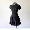 Vintage Wear College-Stil Spitzensaum-Patchwork Blaues Vintage-Hemdblusenkleid Vintage-Kurzrock
