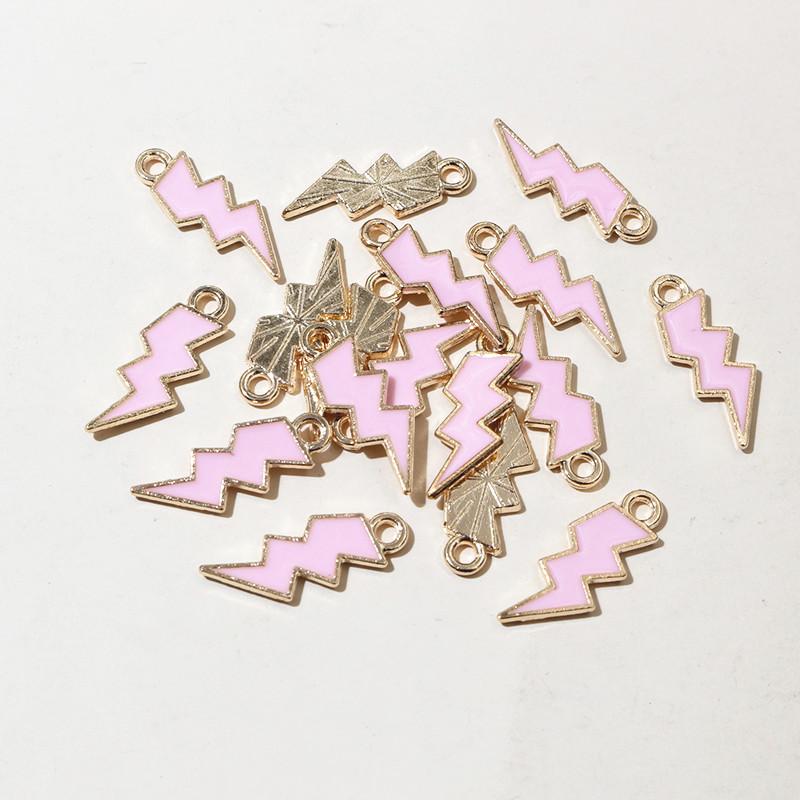 20Pcs 7*20mm Random Colors Mix New Alloy Metal Drop Oil Lightning Charms Nature Pendant For DIY Bracelet Necklace Jewelry Making
