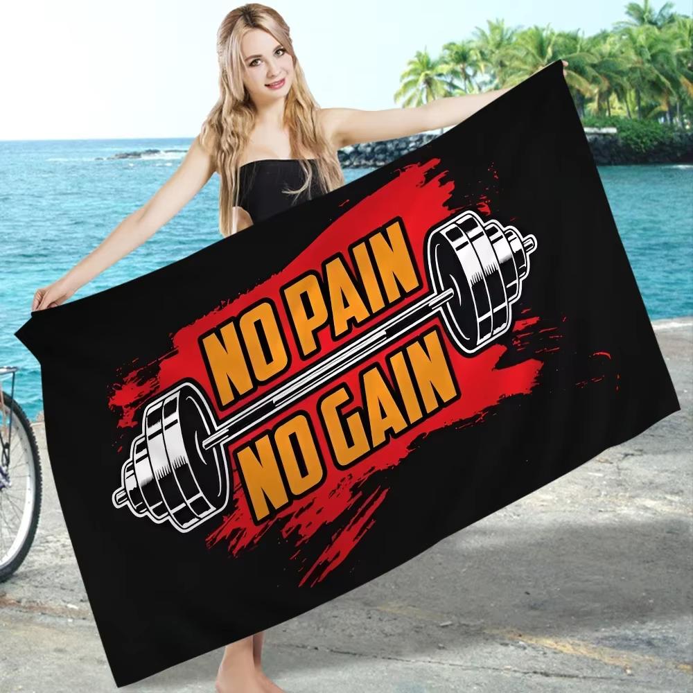 Lampada White No Pain No Gain Fitness Towel, Microfiber Quick Dry Soft Absorbent Beach Towel For Yoga Swimming Travel Resort Gym