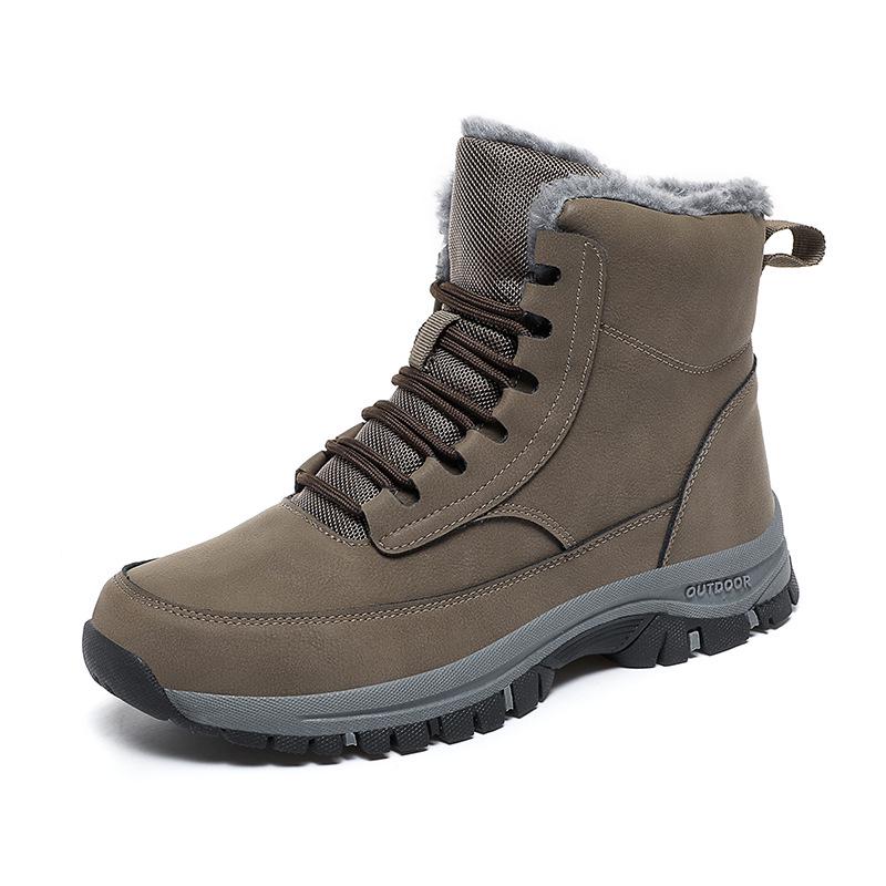 Men's Winter Plus Size High-Top Cotton Snow Boots - Thick Sole, Waterproof, Fleece-Lined for Extra Warmth