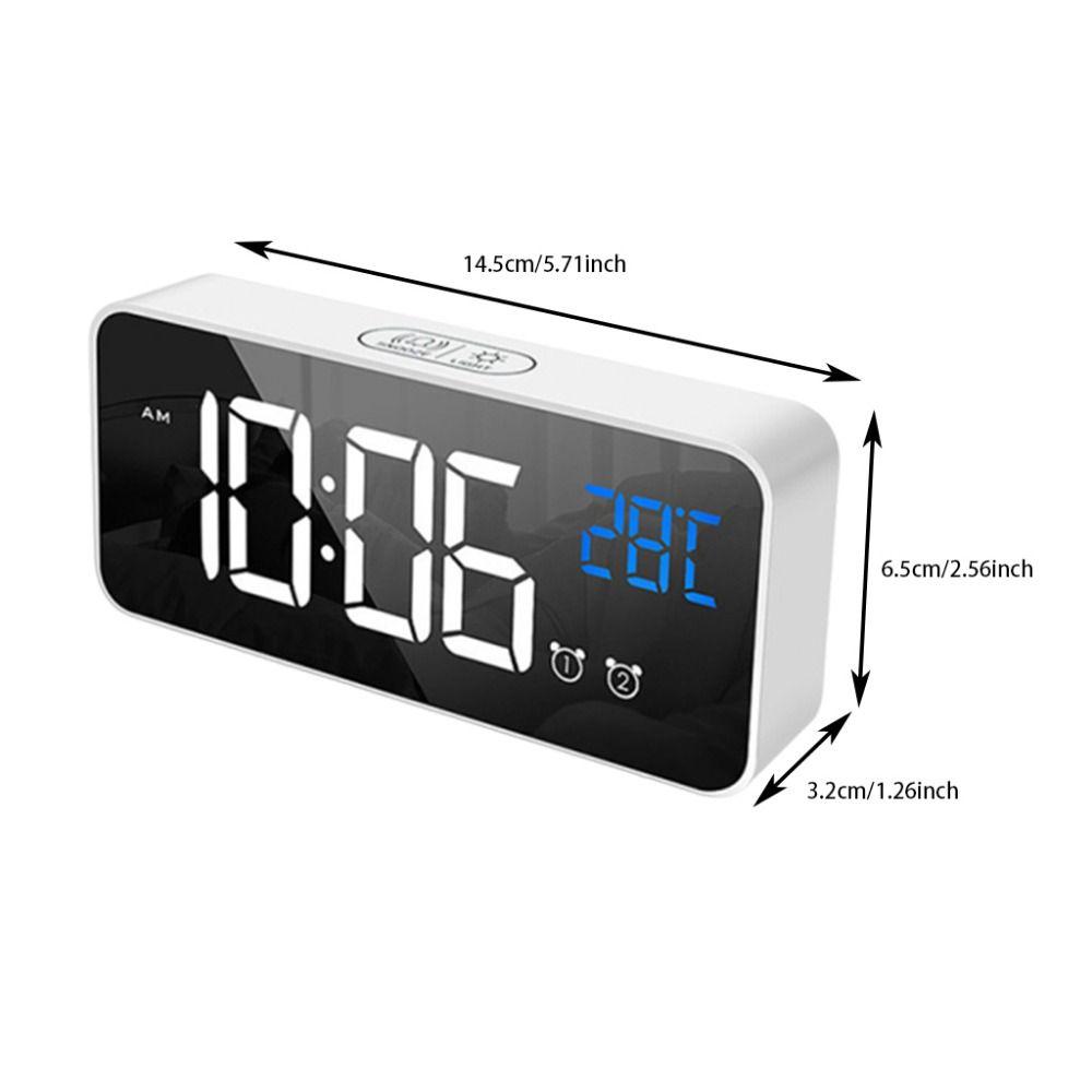 Voice Control Music Alarm Clock Mirror Desk Clock Ringtones LED Digital Clock  Home Office