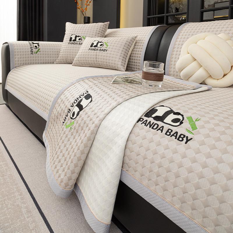 New Cool Doudou Sofa Towel Cover Cloth Non-Slip Mat Leather Seat Cushion Summer Cool Cushion Summer Ice Silk Sofa Cushion