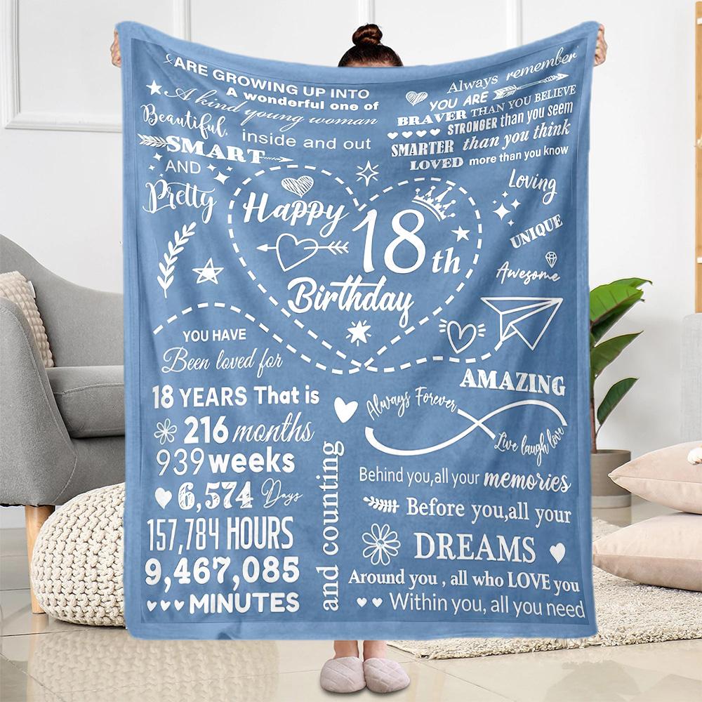 1pc Sweet 18th Birthday Celebration blanket Soft and Warm for Sofa Office Camping Travel Livingroom Great Gift for Friends and Family Comfortable