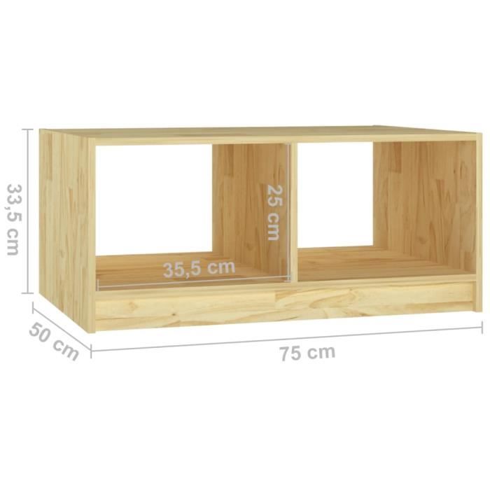 VidaXL Table basse 75x50x33,5 cm Bois de pin massif 809906