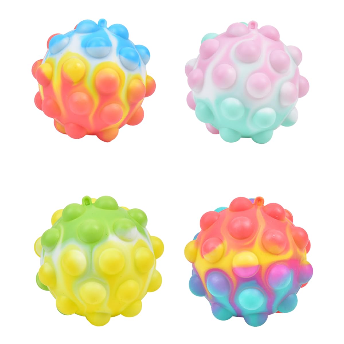 RYUBOF Push Pop Squeeze Endless Bubble Kids Push Pop Stress Portable Balls, Balls, Toy, Balls, 4-Pack, Relief, Silicone,
