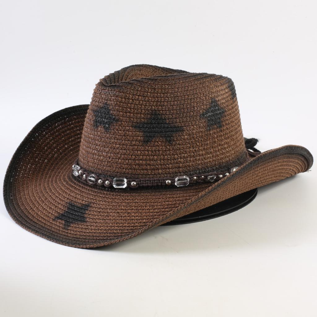 Popular Western Cowboy Straw Hat Men's and Women's Fashion Shade Straw Hat Classic Outdoor Western Cowboy Hat