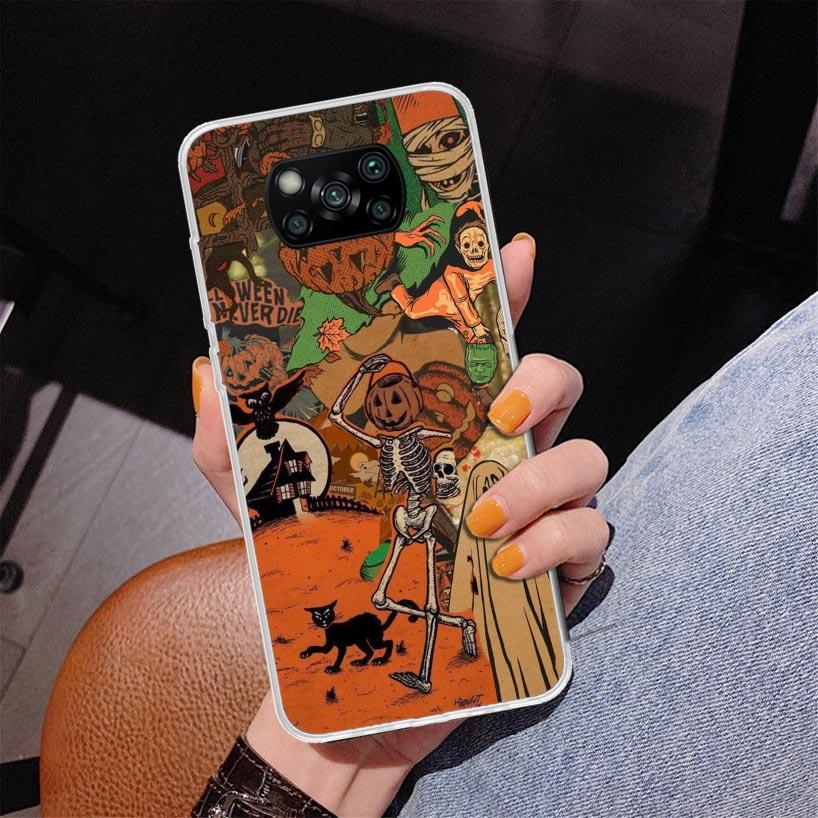 October Fall Halloween Spooky Pumpkin Phone Case For Xiaomi Poco X7 X6 X5 Pro F7 Ultra Redmi 15C 15 13C 13 12C 12 10 10A 10C 9 9