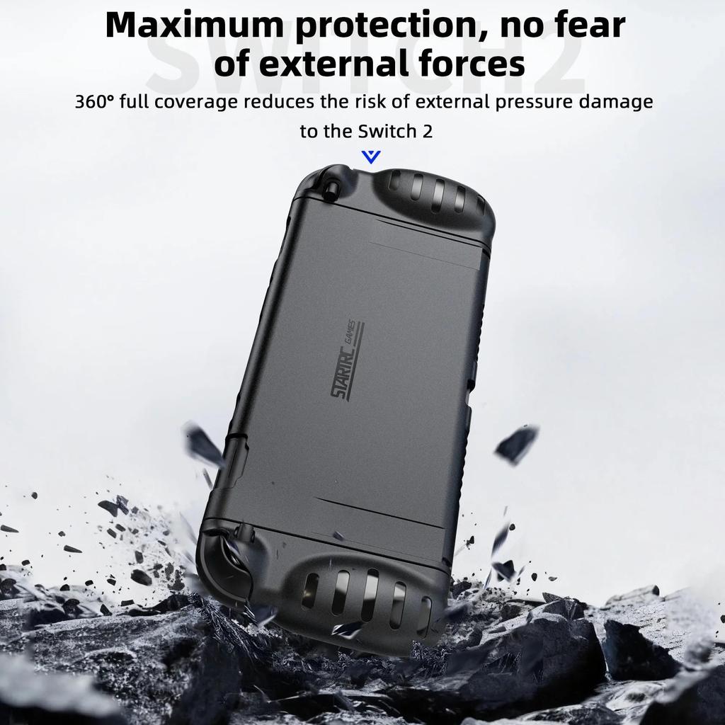 For NS 2 Accessories Set, Ergonomic Grip & Protective Case, Split Design for Handheld / Controller Mode, 360° Full Coverage, Black
