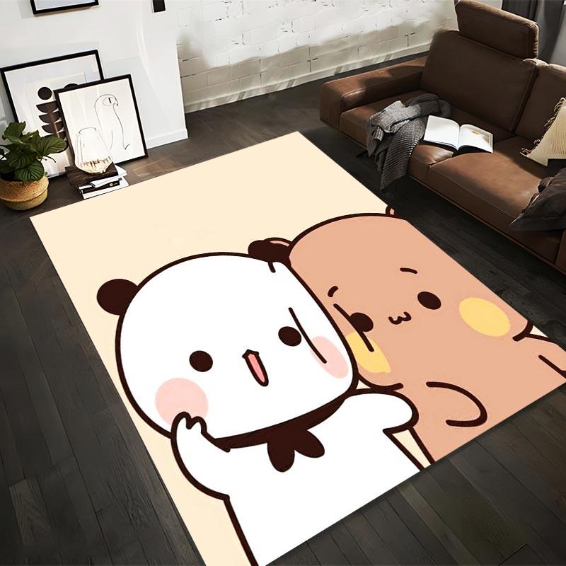 

Cute Cartoon Panda and Bear Illustration on Soft Beige Background Carpet Design Suitable for use as an anti-slip1 for1room and bedroom sofas 40x60cm( 15x23in )