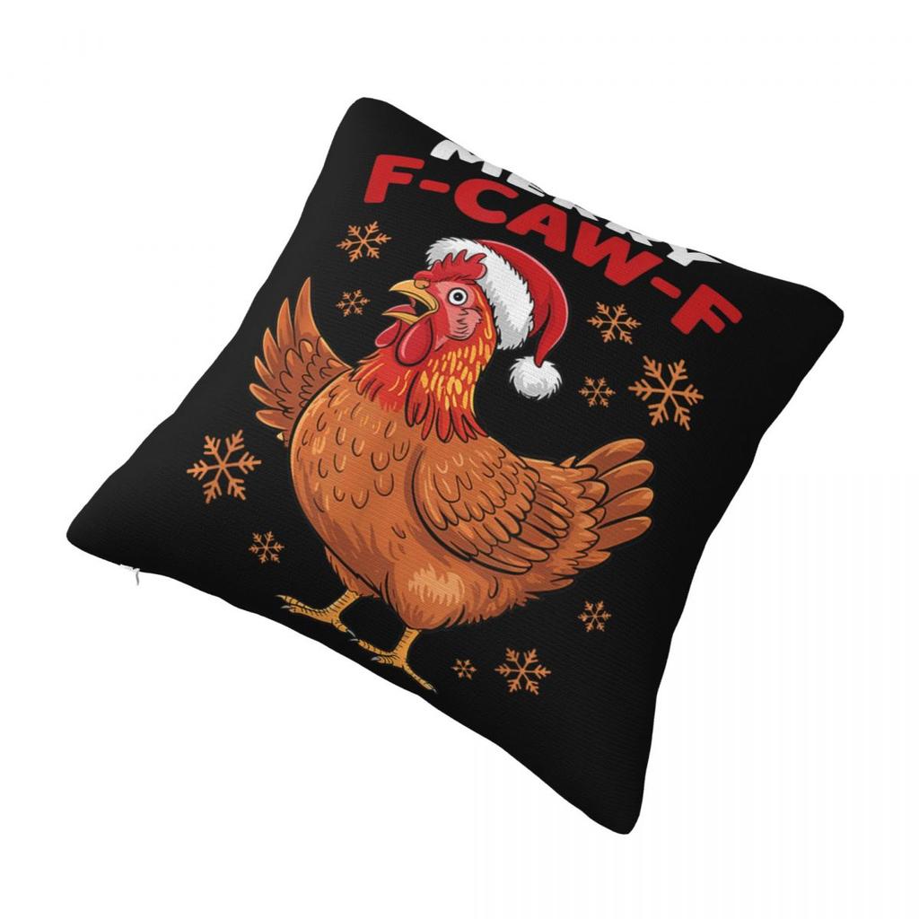 Pillow Case Merry F-Caw-F Funny Christmas Santa Chicken Soft Pillow Cover Vintage Cushion Cover Pillowcases For Home Decorative