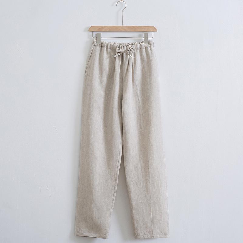 Men's Summer Casual Linen Trousers - Loose, Straight Fit with Elastic Waist