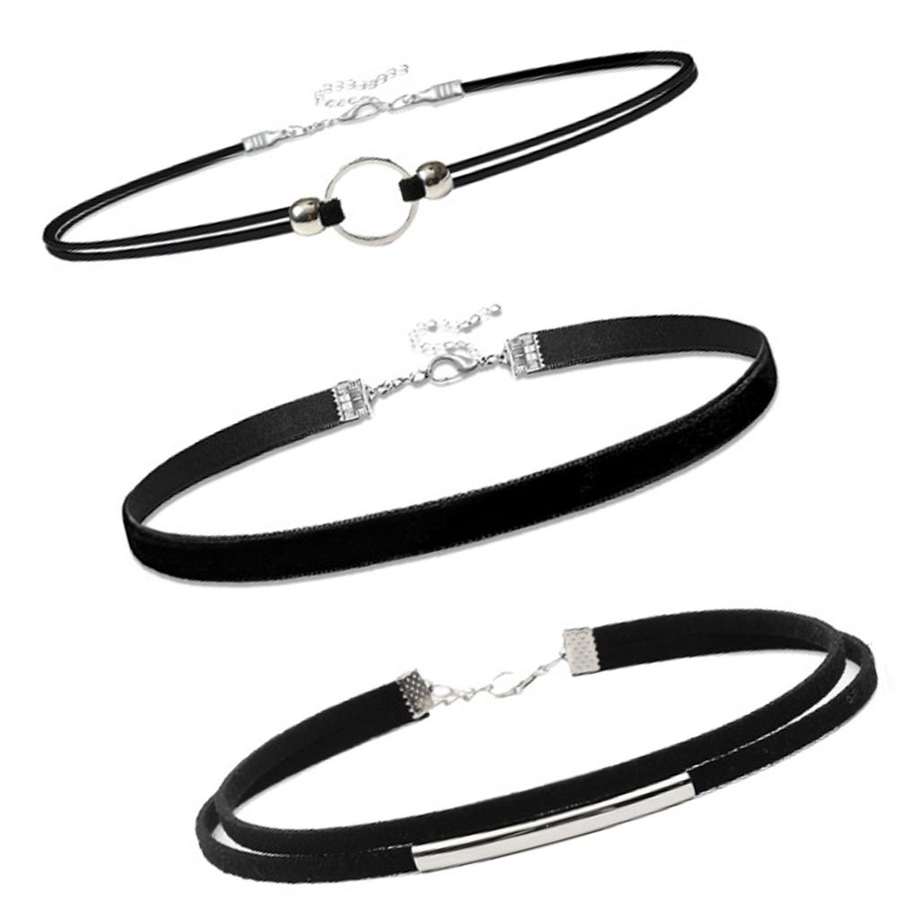 Double Layer Black Fabric Necklace Set Adjustable Lightweight Jewelry For Sensitive Skin And Stylish Outfits