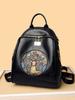 Schoolbag1011 National Style Embroidered Women's Backpack, Jixiang PU Waterproof Student Schoolbag, Support One Click