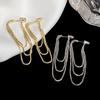 Silver Color Multi-Layer Chain Earrings Long Tassel Piercing Trend Copper Drop Earring Female Ear Accessories Gifts