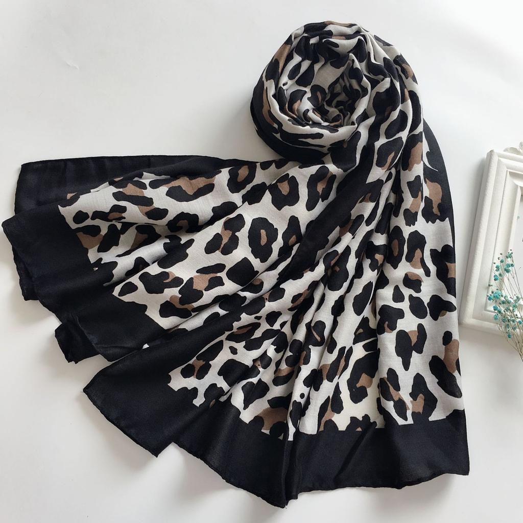 Scarf for Women Summer High-End Leopard Print Cotton Linen Beach Scarf Sun Protection Fashionable Versatile Shawl