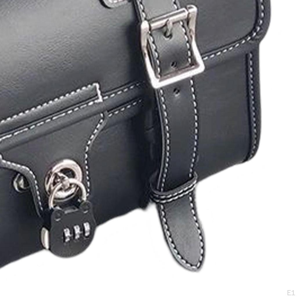 Motorcycle Tail Bag Storage with Handle Side Pockets Motorbike Sturdy Vintage Zipper Easy