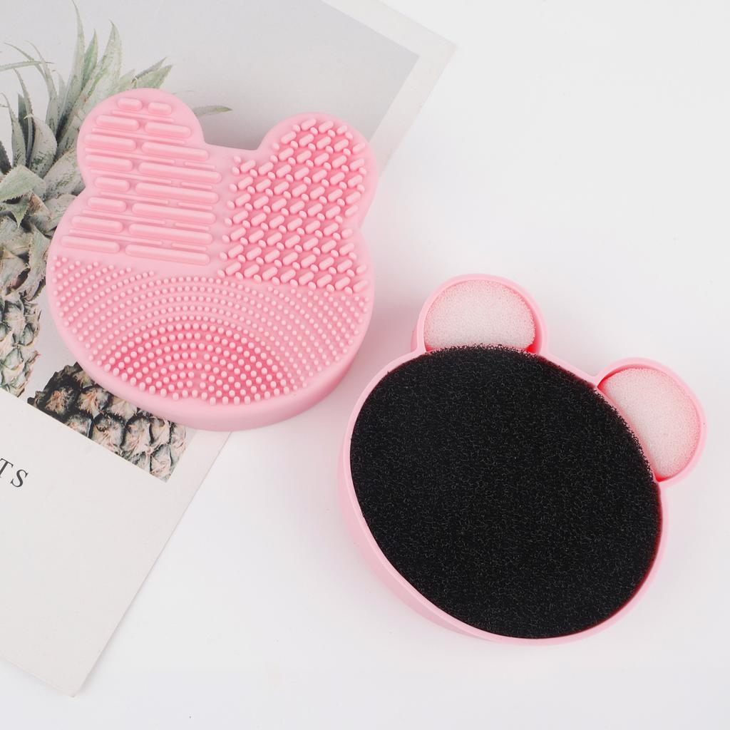 1pc Silicone Makeup Brush Cleansing Mat Wet Dry Double Use Brush Cleaner Bear Shaped Comestic Brush Washing Tool