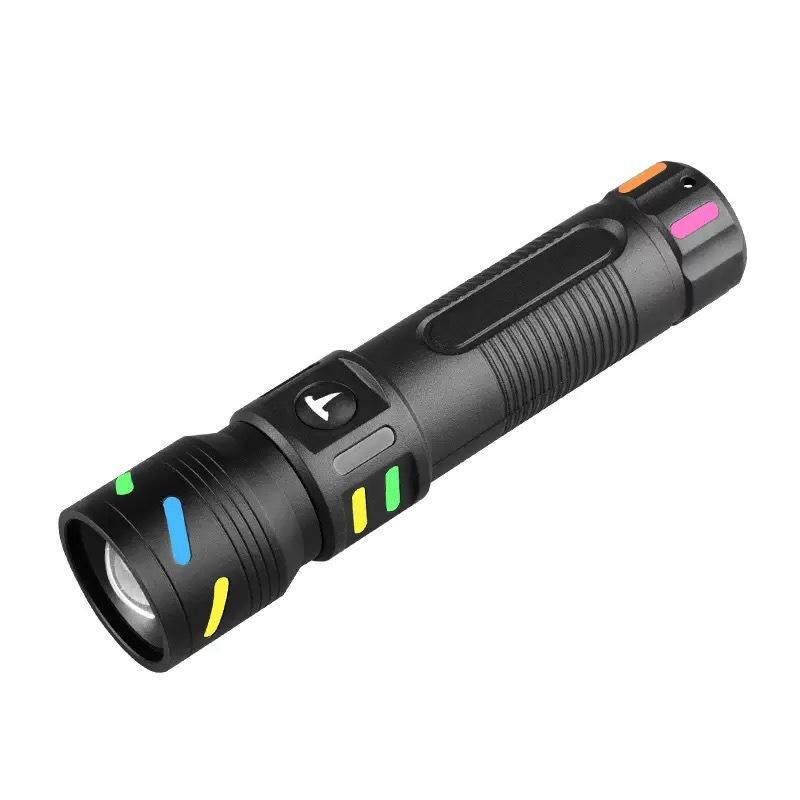Rechargeable Led Flashlight Super Bright Mini Work Light 3 Modes Waterproof Portable Cob Tactical Torch Zoomable Camping Lantern