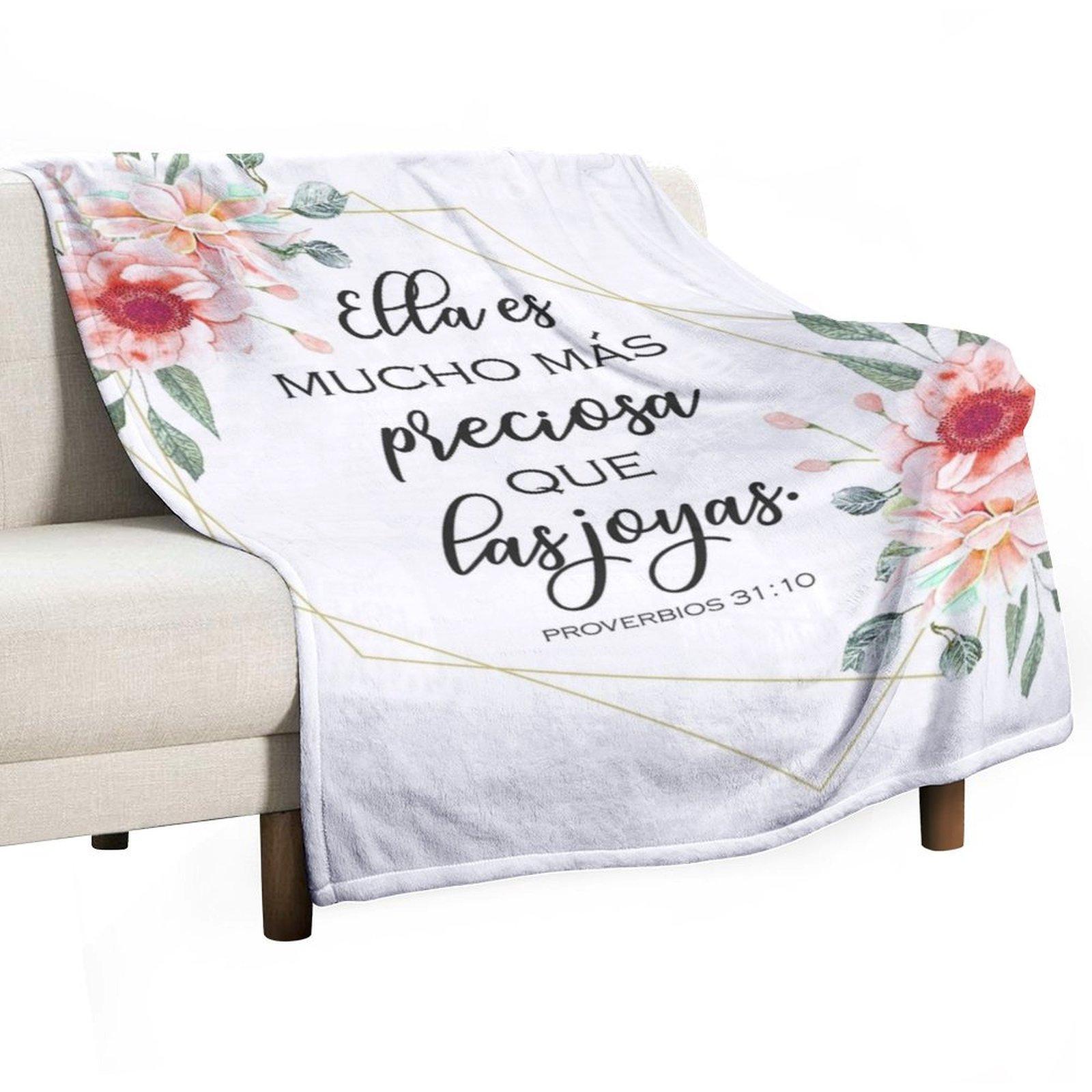 Spanish bible verse Proverbios 31:10 Throw Blanket blankets and throws christmas gifts Summer Beddings Summer Blankets 30x40in