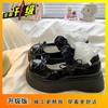 2025 spring and summer new bow Mary Jane single shoes women's fashion versatile muffin platform shoes Japanese small leather shoes women