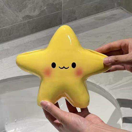 Toothbrush Holder with Water Drainage Air Circulation Star Shape Weighted Base Anti-Tip Design Toothbrushes Bathroom Organizer