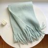 Winter new solid color versatile thickened scarf mohair fringed soft waxy warm student scarf women
