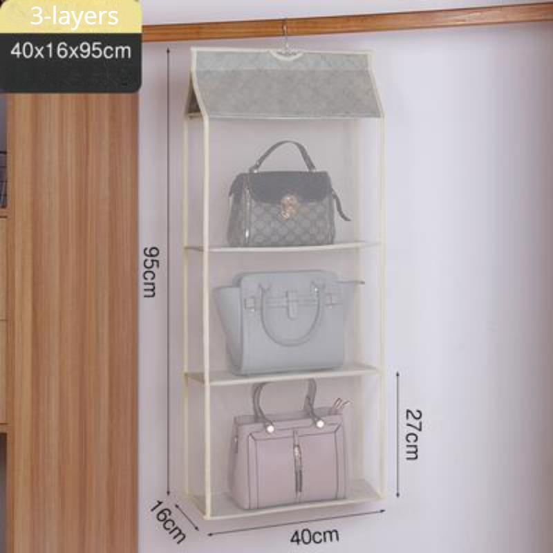 Сумка для хранения Подвесная сумка Шкаф Настенный тканевый пыленепроницаемый стеллаж для хранения Бытовая техника 3-layers бежевый